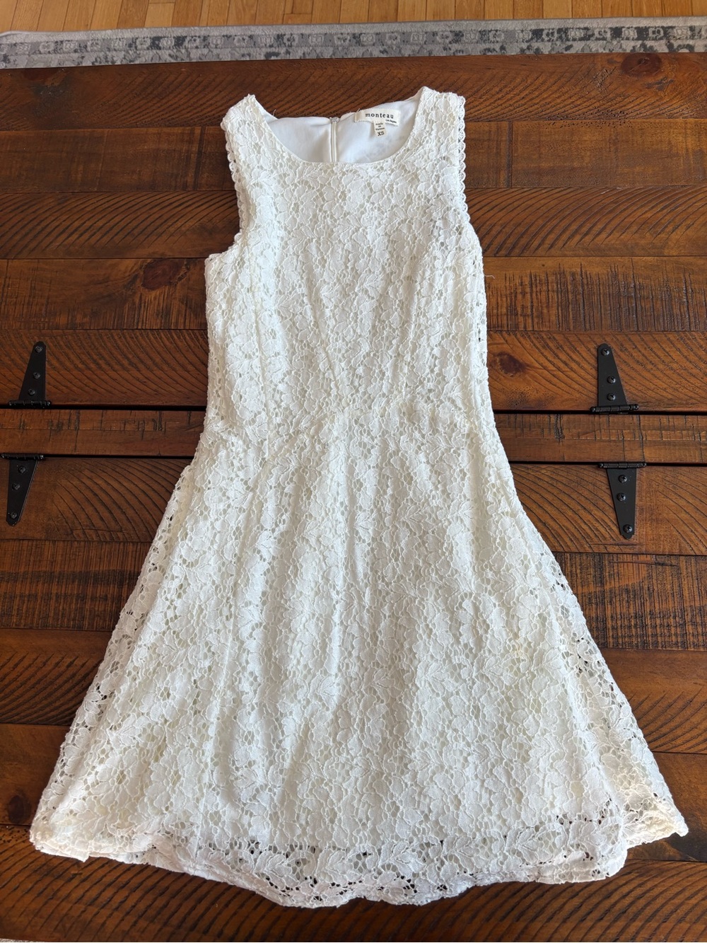 Monteau Girls White Lace A-Line Formal Dress
